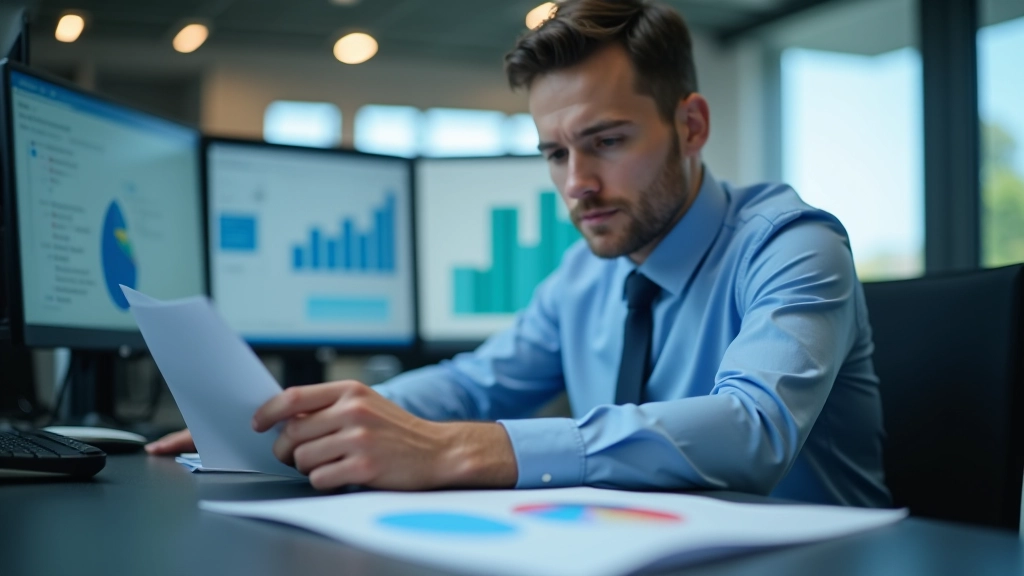 Datenanalytiker bei der Arbeit mit Statistiken und Diagrammen an modernem Arbeitsplatz