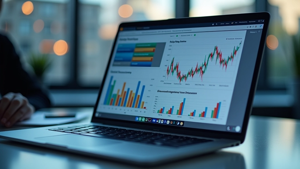 Nahaufnahme von Arbeitsmarktdaten auf einem Laptop-Bildschirm mit farbigen Diagrammen und statistischen Analysen